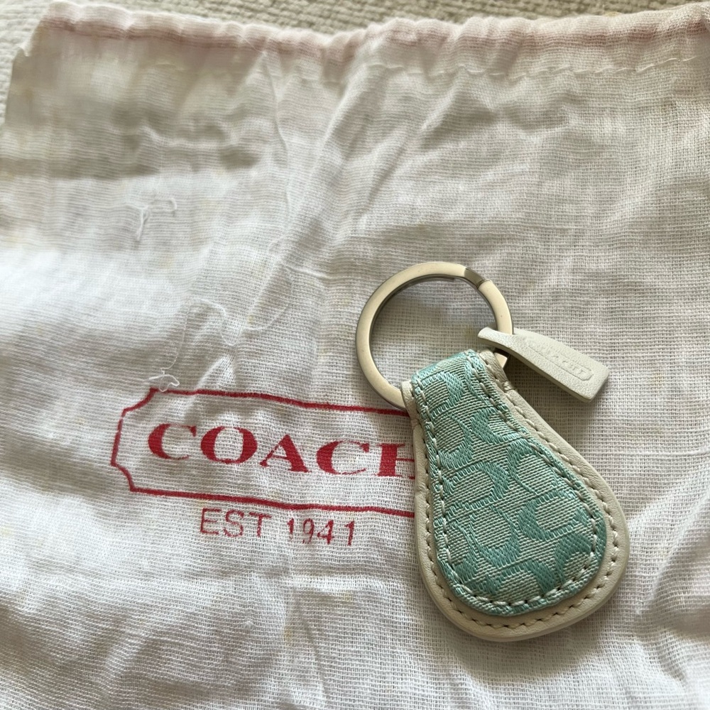 Vintage Coach Keychain Aqua